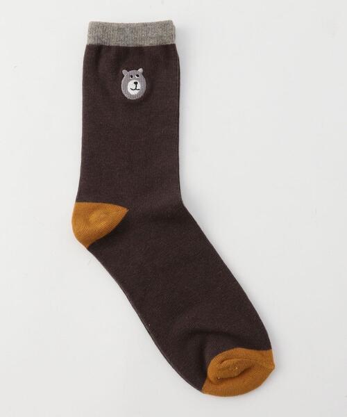 coen(コーエン)の「コーエンベアフェイスカラーコンビソックス(ソックス/靴下・レディース・ネイビー/ダークブラウン/オフホワイト・FREE)」の2枚目の写真