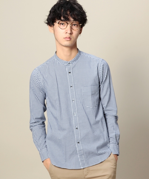 BEAUTY&YOUTH UNITED ARROWS(ビューティーアンドユースユナイテッドアローズ)の「BY バンド/カラー シャツ ◆(シャツ/ブラウス・メンズ・オフホワイト/ロイヤルブルー・MEDIUM/SMALL/X-LARGE/LARGE/X-SMALL)」の1枚目の写真