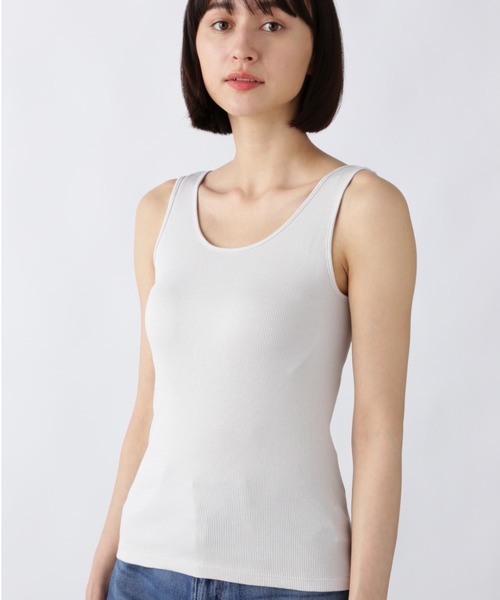 human woman（ヒューマンウーマン）の「◆スビンテレコ丸胴タンク（タンクトップ・レディース・ホワイト/ダークグレー/グレー系その他/グレー・MEDIUM）」の4枚目の写真