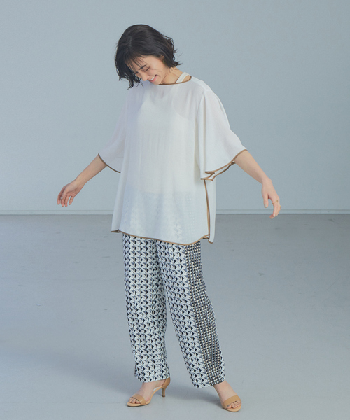 qualite(カリテ)の「【WEB限定】ジメオ柄スティックパンツ(その他パンツ・レディース・ベージュ/グリーン・38/36)」の11枚目の写真