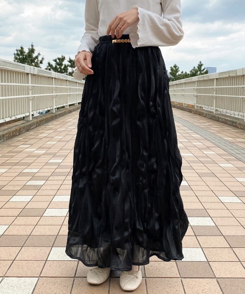 apres jour（アプレジュール）の「クリンクルスカート【ZOZOTOWN限定アイテム】（スカート・レディース・モカ/ブラック/アイボリー・フリー/X-LARGE）」の6枚目の写真