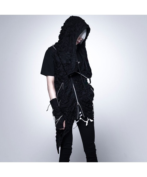 CIVARIZE(シヴァーライズ)の「『CIVARIZE』クラッシュニットノースリパーカー(パーカー・メンズ・ブラック・M/L)」の9枚目の写真