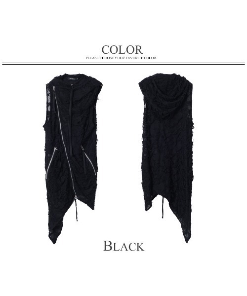 CIVARIZE(シヴァーライズ)の「『CIVARIZE』クラッシュニットノースリパーカー(パーカー・メンズ・ブラック・M/L)」の6枚目の写真