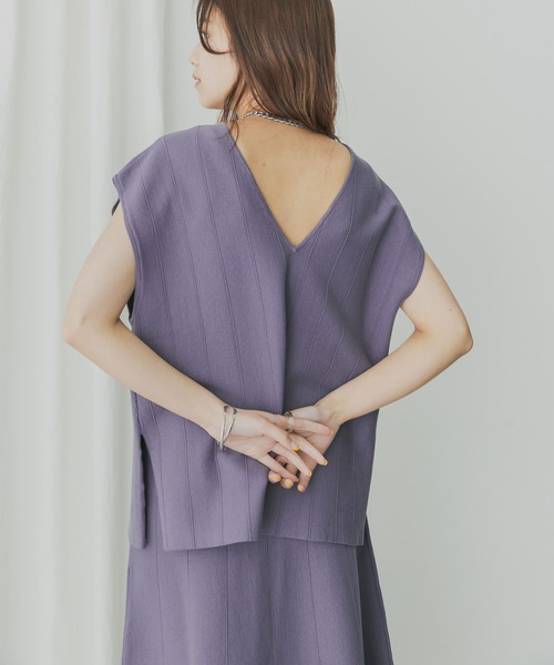 KBF+（ケービーエフプラス）の「KBF+　ニットベスト+アシメスカートSETUP（ワンピース・レディース・パープル/ブラウン・ONE）」の8枚目の写真