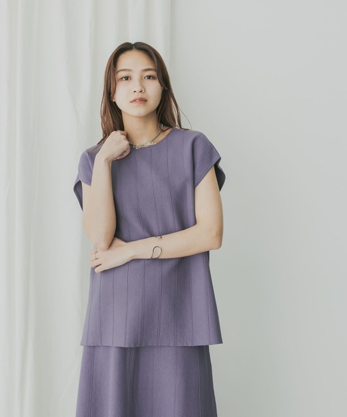 KBF+（ケービーエフプラス）の「KBF+　ニットベスト+アシメスカートSETUP（ワンピース・レディース・パープル/ブラウン・ONE）」の9枚目の写真