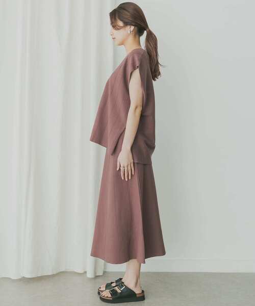 KBF+（ケービーエフプラス）の「KBF+　ニットベスト+アシメスカートSETUP（ワンピース・レディース・パープル/ブラウン・ONE）」の12枚目の写真