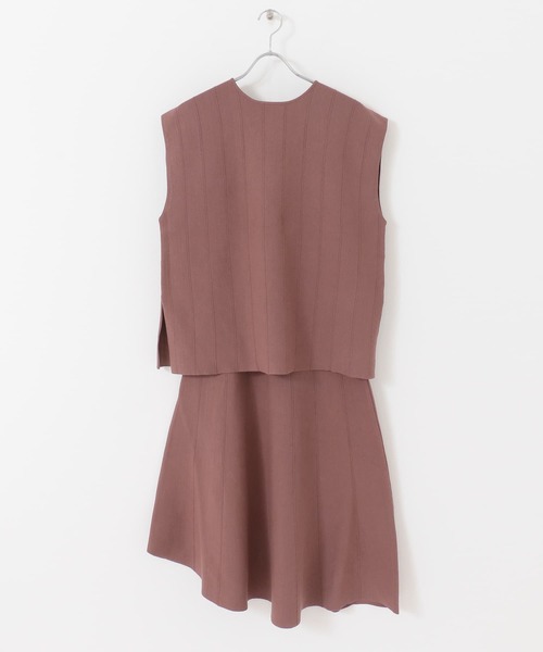 KBF+（ケービーエフプラス）の「KBF+　ニットベスト+アシメスカートSETUP（ワンピース・レディース・パープル/ブラウン・ONE）」の15枚目の写真