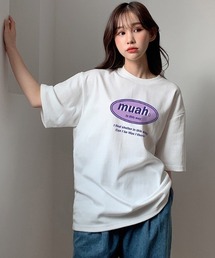 『muah muah/ムーアムーア』COMBINE MUAH PRINTING T-SHIRT/コンバインロゴプリント 半袖Tシャツ