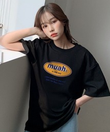 『muah muah/ムーアムーア』COMBINE MUAH PRINTING T-SHIRT/コンバインロゴプリント 半袖Tシャツ
