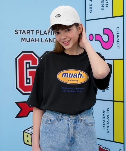muahmuah(ムーアムーア)の「『muah muah/ムーアムーア』COMBINE MUAH PRINTING T-SHIRT/コンバインロゴプリント 半袖Tシャツ(Tシャツ/カットソー・レディース・ブラック/ライトパープル/ホワイト・FREE)」の11枚目の写真