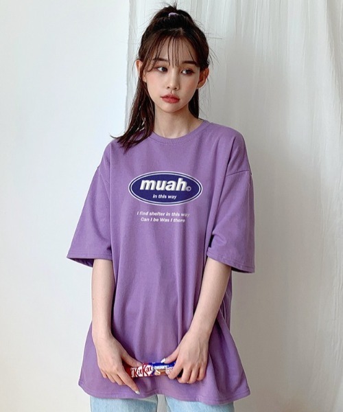 muahmuah(ムーアムーア)の「『muah muah/ムーアムーア』COMBINE MUAH PRINTING T-SHIRT/コンバインロゴプリント 半袖Tシャツ(Tシャツ/カットソー・レディース・ブラック/ライトパープル/ホワイト・FREE)」の14枚目の写真