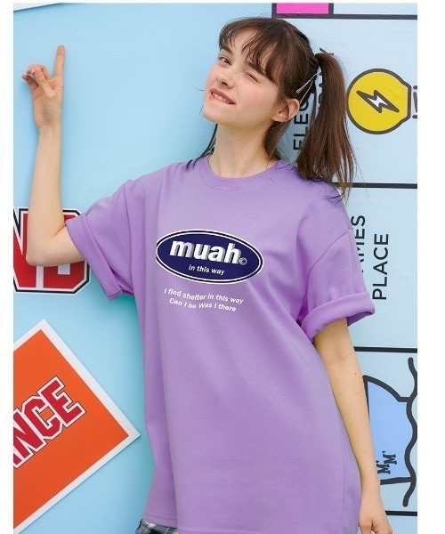 muahmuah(ムーアムーア)の「『muah muah/ムーアムーア』COMBINE MUAH PRINTING T-SHIRT/コンバインロゴプリント 半袖Tシャツ(Tシャツ/カットソー・レディース・ブラック/ライトパープル/ホワイト・FREE)」の15枚目の写真