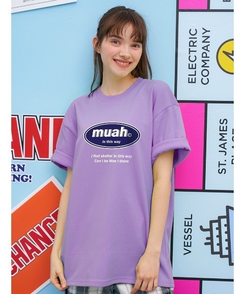 muahmuah(ムーアムーア)の「『muah muah/ムーアムーア』COMBINE MUAH PRINTING T-SHIRT/コンバインロゴプリント 半袖Tシャツ(Tシャツ/カットソー・レディース・ブラック/ライトパープル/ホワイト・FREE)」の16枚目の写真
