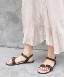 RANDA（ランダ）の「ストレスフリー/ゴールドバックルストラップフラットサンダル（サンダル）」