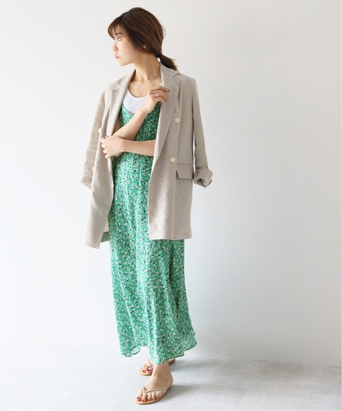 SLOBE IENA（スローブイエナ）の「パンジープリントキャミワンピース【手洗い可能】◆（ワンピース・レディース・ネイビー/グリーン・FREE）」の16枚目の写真