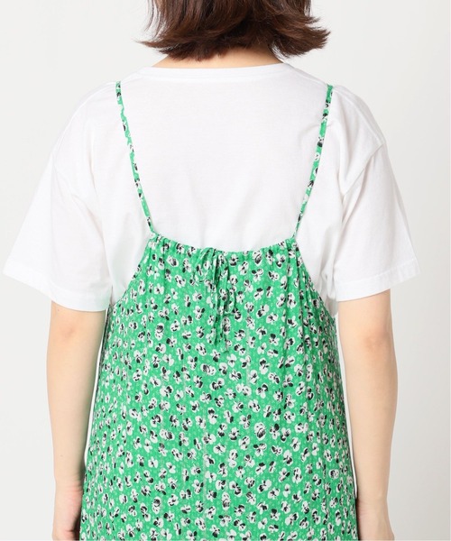 SLOBE IENA（スローブイエナ）の「パンジープリントキャミワンピース【手洗い可能】◆（ワンピース・レディース・ネイビー/グリーン・FREE）」の3枚目の写真
