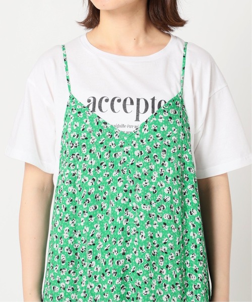 SLOBE IENA（スローブイエナ）の「パンジープリントキャミワンピース【手洗い可能】◆（ワンピース・レディース・ネイビー/グリーン・FREE）」の17枚目の写真