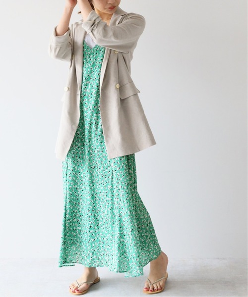 SLOBE IENA（スローブイエナ）の「パンジープリントキャミワンピース【手洗い可能】◆（ワンピース・レディース・ネイビー/グリーン・FREE）」の10枚目の写真