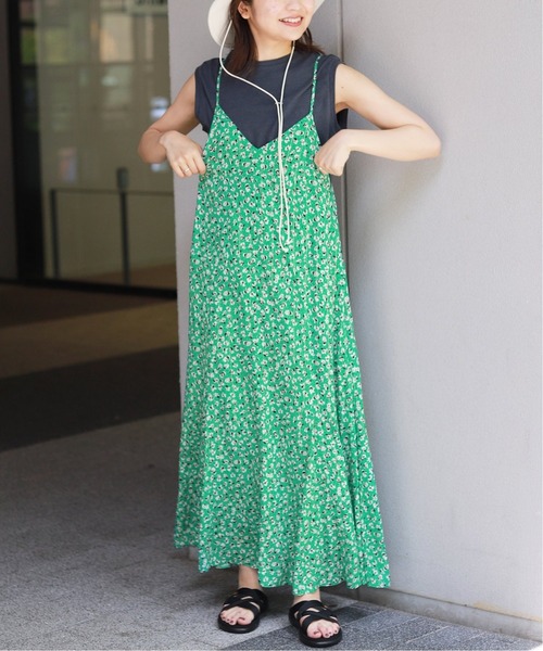 SLOBE IENA（スローブイエナ）の「パンジープリントキャミワンピース【手洗い可能】◆（ワンピース・レディース・ネイビー/グリーン・FREE）」の14枚目の写真