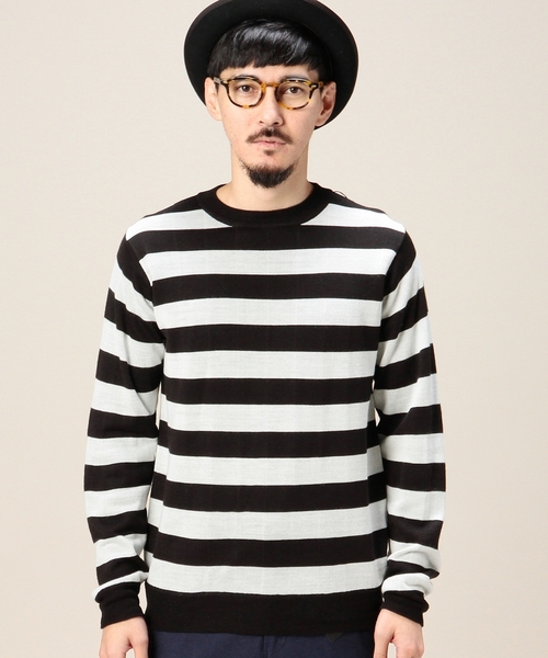 BEAUTY&YOUTH UNITED ARROWS（ビューティーアンドユースユナイテッドアローズ）の「BY リバーシブル ボーダー/ストライプ クルーネック ニット ◆（ニット/セーター・メンズ・ホワイト/ネイビー・SMALL/MEDIUM/LARGE/X-LARGE）」の4枚目の写真