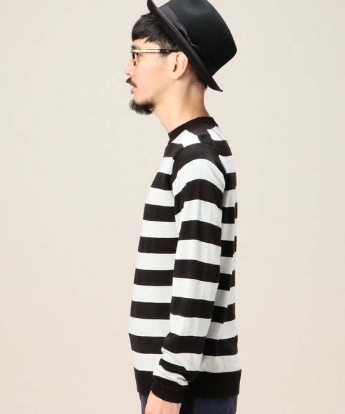 BEAUTY&YOUTH UNITED ARROWS（ビューティーアンドユースユナイテッドアローズ）の「BY リバーシブル ボーダー/ストライプ クルーネック ニット ◆（ニット/セーター・メンズ・ホワイト/ネイビー・SMALL/MEDIUM/LARGE/X-LARGE）」の5枚目の写真