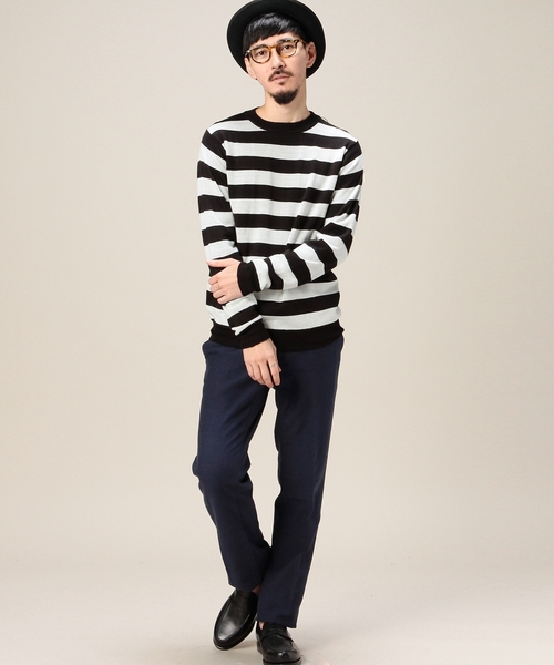 BEAUTY&YOUTH UNITED ARROWS（ビューティーアンドユースユナイテッドアローズ）の「BY リバーシブル ボーダー/ストライプ クルーネック ニット ◆（ニット/セーター・メンズ・ホワイト/ネイビー・SMALL/MEDIUM/LARGE/X-LARGE）」の6枚目の写真