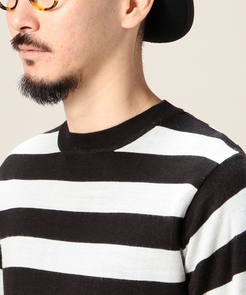 BEAUTY&YOUTH UNITED ARROWS（ビューティーアンドユースユナイテッドアローズ）の「BY リバーシブル ボーダー/ストライプ クルーネック ニット ◆（ニット/セーター・メンズ・ホワイト/ネイビー・SMALL/MEDIUM/LARGE/X-LARGE）」の7枚目の写真