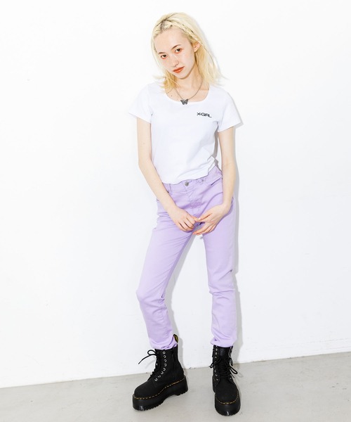 X-girl（エックスガール）の「BASIC SKINNY PANTS（その他パンツ・レディース・ブラック/ライトパープル・M/XS/S）」の17枚目の写真