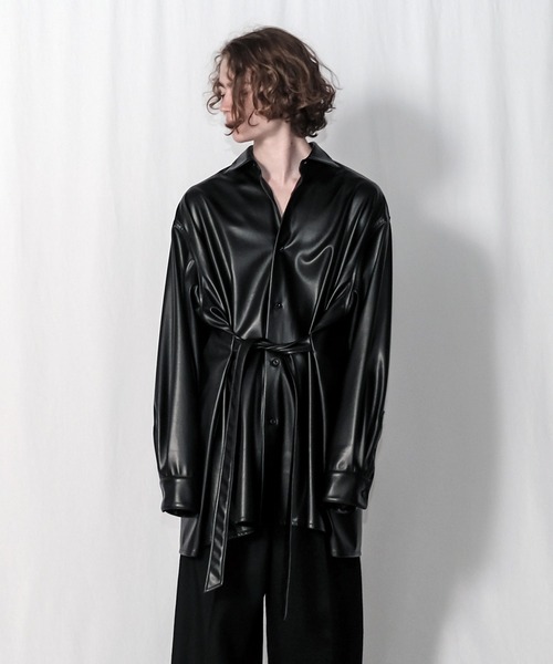 Wizzard（ウィザード）の「Wizzard ウィザード / SYNTHETIC LEATHER OVER SHIRTS シンセティックレザーオーバーシャツ / WSA21-003L（シャツ/ブラウス・メンズ・ブラック・2/1）」の2枚目の写真