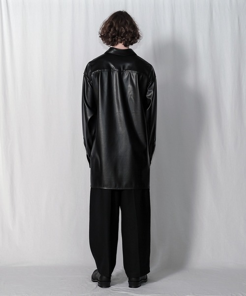 Wizzard（ウィザード）の「Wizzard ウィザード / SYNTHETIC LEATHER OVER SHIRTS シンセティックレザーオーバーシャツ / WSA21-003L（シャツ/ブラウス・メンズ・ブラック・2/1）」の7枚目の写真