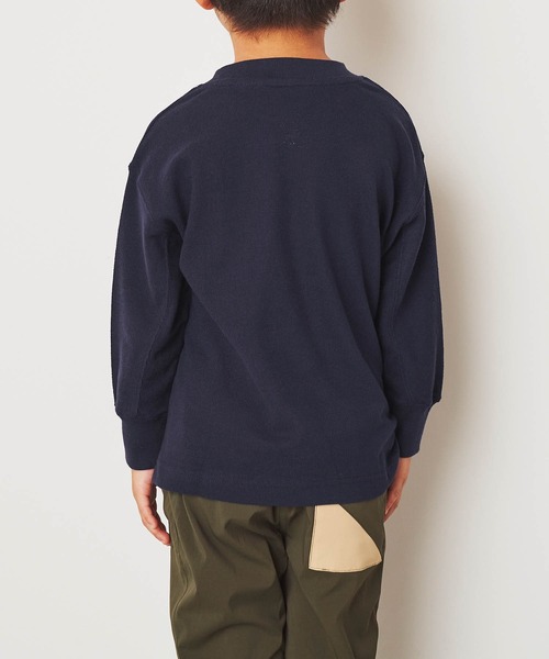 ＆yam（アンドヤム）の「デコボコ織カレッジロンT【親子お揃い/リンクコーデ】（Tシャツ/カットソー・キッズ・ベージュ/ブラック/ホワイト/ブルー・140-150cm/150-160cm/120-130cm/110-120cm/130-140cm）」の12枚目の写真