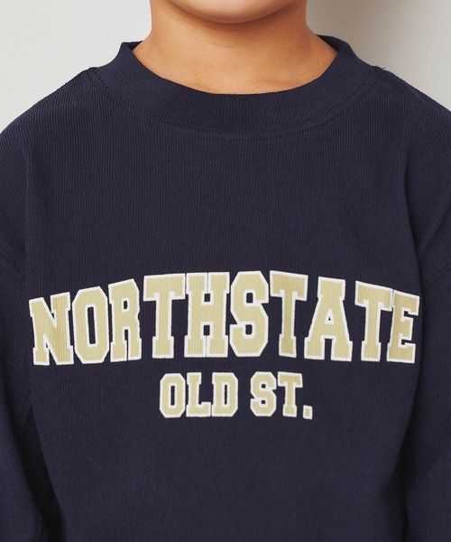 ＆yam（アンドヤム）の「デコボコ織カレッジロンT【親子お揃い/リンクコーデ】（Tシャツ/カットソー・キッズ・ベージュ/ブラック/ホワイト/ブルー・140-150cm/150-160cm/120-130cm/110-120cm/130-140cm）」の13枚目の写真