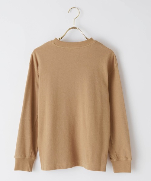 ＆yam（アンドヤム）の「デコボコ織カレッジロンT【親子お揃い/リンクコーデ】（Tシャツ/カットソー・キッズ・ベージュ/ブラック/ホワイト/ブルー・140-150cm/150-160cm/120-130cm/110-120cm/130-140cm）」の22枚目の写真