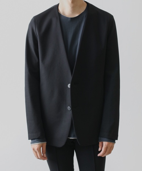 G9842*ATTACHMENT アタッチメント☆ロング☆ジャケット☆グレー ATTACHMENT（アタッチメント）の「PONTE JERSEY COOLARLESS