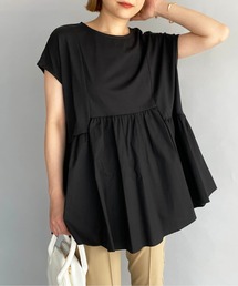 【M～XXLサイズ】布帛切替カットプルオーバー