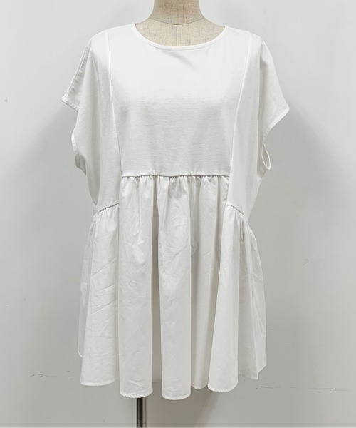 PICCIN（ピッチン）の「【M～XXLサイズ】布帛切替カットプルオーバー（Tシャツ/カットソー・レディース・ブラック/オフホワイト・M/L/XL/XXL）」の15枚目の写真