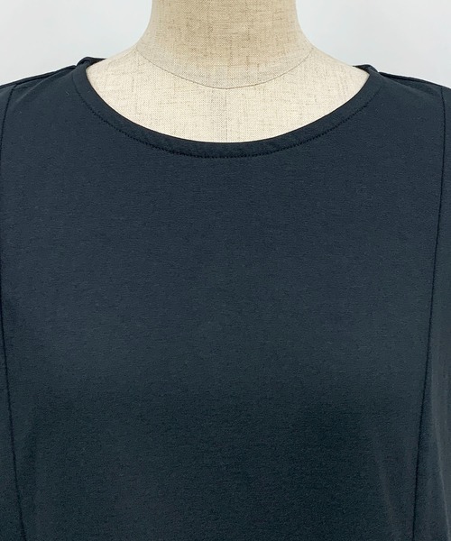 PICCIN（ピッチン）の「【M～XXLサイズ】布帛切替カットプルオーバー（Tシャツ/カットソー・レディース・ブラック/オフホワイト・M/L/XL/XXL）」の8枚目の写真