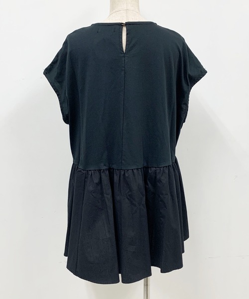 PICCIN（ピッチン）の「【M～XXLサイズ】布帛切替カットプルオーバー（Tシャツ/カットソー・レディース・ブラック/オフホワイト・M/L/XL/XXL）」の5枚目の写真