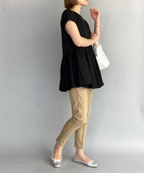 PICCIN（ピッチン）の「【M～XXLサイズ】布帛切替カットプルオーバー（Tシャツ/カットソー・レディース・ブラック/オフホワイト・M/L/XL/XXL）」の11枚目の写真