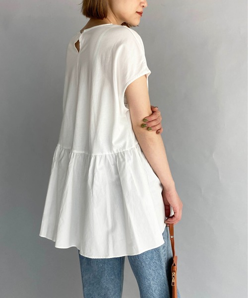 PICCIN（ピッチン）の「【M～XXLサイズ】布帛切替カットプルオーバー（Tシャツ/カットソー・レディース・ブラック/オフホワイト・M/L/XL/XXL）」の13枚目の写真