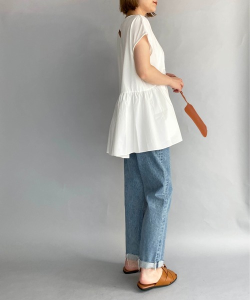 PICCIN（ピッチン）の「【M～XXLサイズ】布帛切替カットプルオーバー（Tシャツ/カットソー・レディース・ブラック/オフホワイト・M/L/XL/XXL）」の6枚目の写真