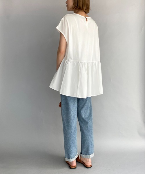 PICCIN（ピッチン）の「【M～XXLサイズ】布帛切替カットプルオーバー（Tシャツ/カットソー・レディース・ブラック/オフホワイト・M/L/XL/XXL）」の10枚目の写真