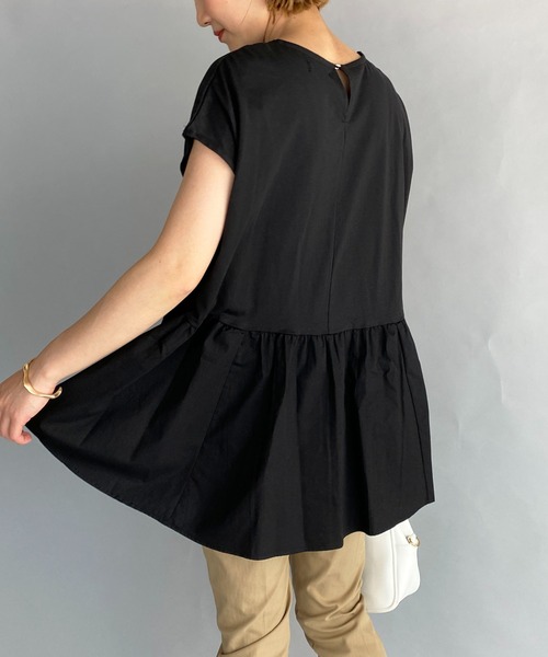 PICCIN（ピッチン）の「【M～XXLサイズ】布帛切替カットプルオーバー（Tシャツ/カットソー・レディース・ブラック/オフホワイト・M/L/XL/XXL）」の22枚目の写真