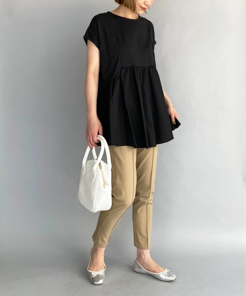 PICCIN（ピッチン）の「【M～XXLサイズ】布帛切替カットプルオーバー（Tシャツ/カットソー・レディース・ブラック/オフホワイト・M/L/XL/XXL）」の19枚目の写真