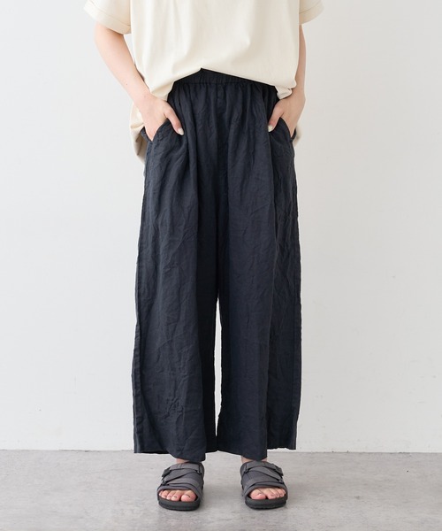 PUAL CE CIN（ピュアルセシン）の「麻キャンバスクリンクルパンツ（その他パンツ・レディース・ブラック/イエロー/ピンク/ブルー・FREE）」の2枚目の写真