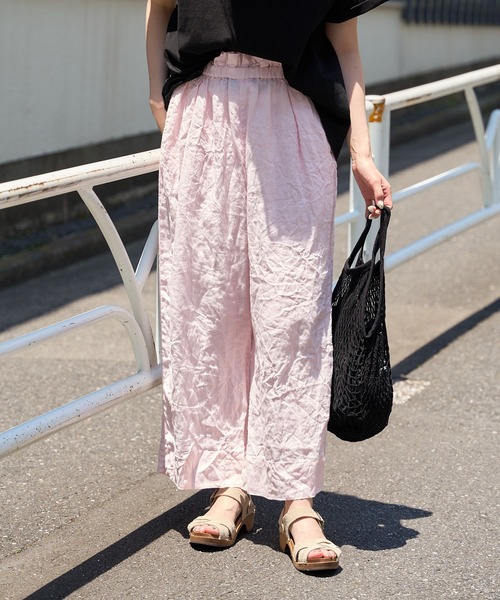 PUAL CE CIN（ピュアルセシン）の「麻キャンバスクリンクルパンツ（その他パンツ・レディース・ブラック/イエロー/ピンク/ブルー・FREE）」の5枚目の写真