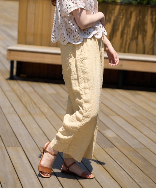 PUAL CE CIN（ピュアルセシン）の「麻キャンバスクリンクルパンツ（その他パンツ・レディース・ブラック/イエロー/ピンク/ブルー・FREE）」の6枚目の写真