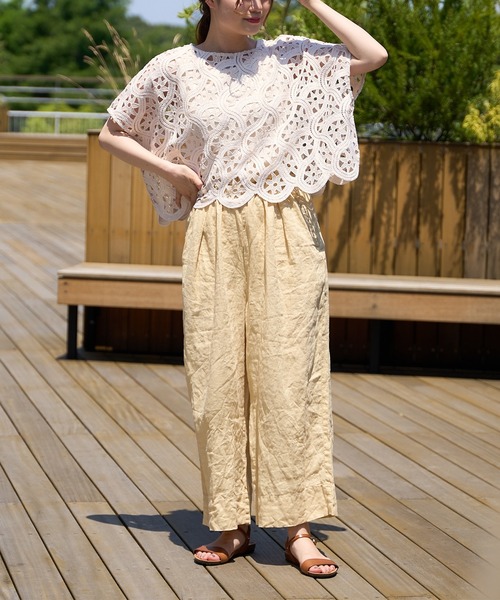 PUAL CE CIN（ピュアルセシン）の「麻キャンバスクリンクルパンツ（その他パンツ・レディース・ブラック/イエロー/ピンク/ブルー・FREE）」の11枚目の写真