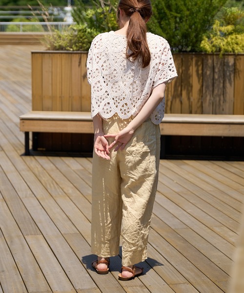 PUAL CE CIN（ピュアルセシン）の「麻キャンバスクリンクルパンツ（その他パンツ・レディース・ブラック/イエロー/ピンク/ブルー・FREE）」の7枚目の写真