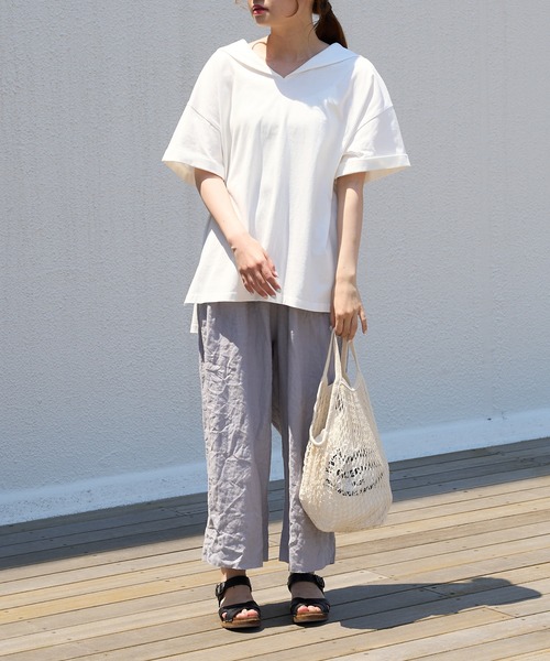 PUAL CE CIN（ピュアルセシン）の「麻キャンバスクリンクルパンツ（その他パンツ・レディース・ブラック/イエロー/ピンク/ブルー・FREE）」の12枚目の写真